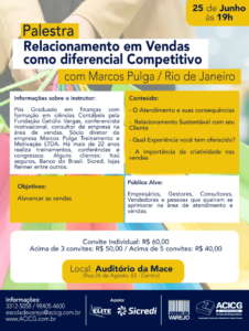 Palestra relacionamento em vendas como diferencial competitivo - ACICG.
